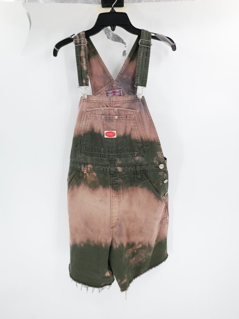 Revolt Overalls Shorts Women Large shortalls Cotton Tie Dye Fray Hem boho hippy